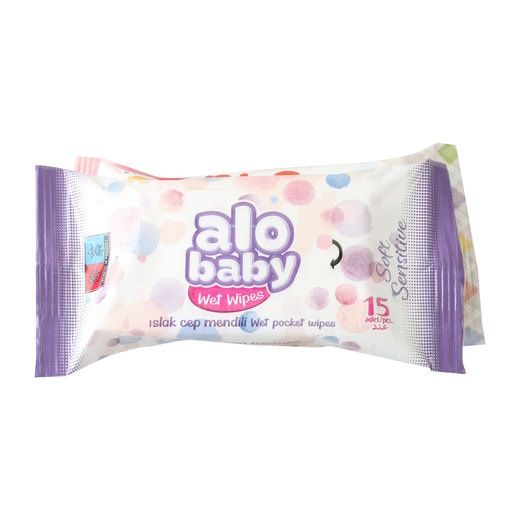 Влажные салфетки Alo baby albastru 15 Pcs